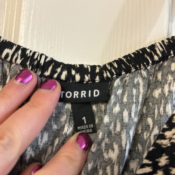 Torrid black and white print ruffle spaghetti strap casual dress mini 1X - Picture 8 of 10